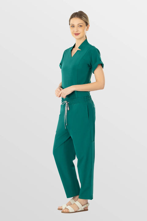 Eipnare Women's Slim Fit Tapered Cargo Scrub Pants - Green
