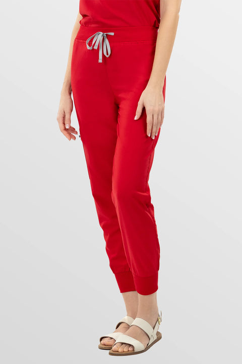 Eipnare Women's Classic Jogger Scrub Pants - Red