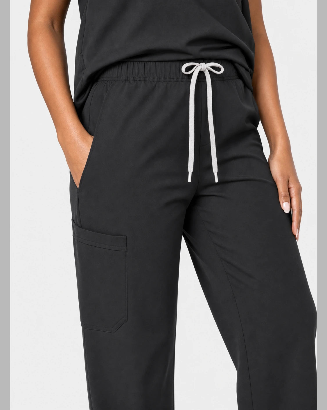 Black Eipnare Women's 15-Pocket V-Neck Jogger Scrub Set - Stretch Medical Scrubs for Women