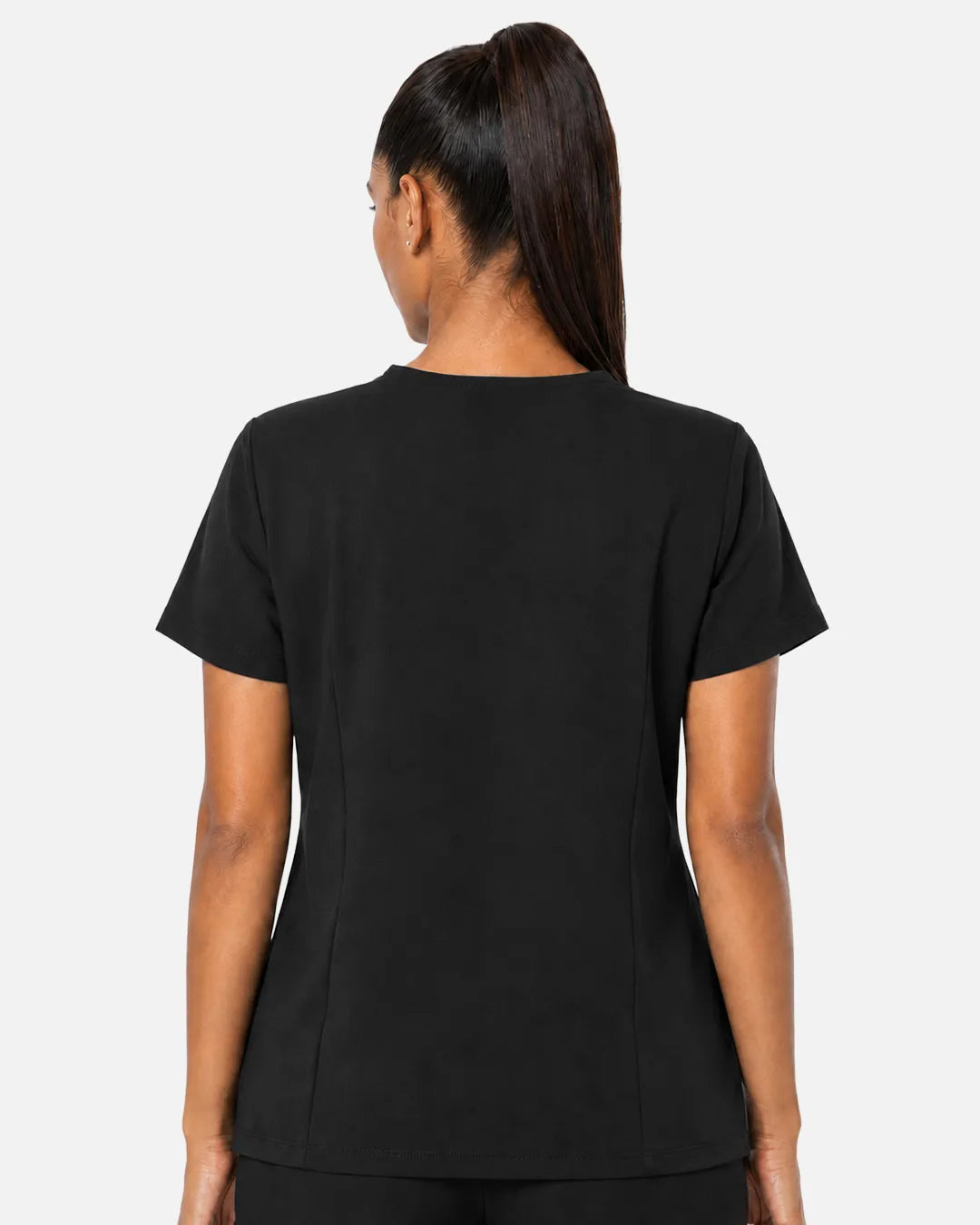 Black Eipnare Women's Woven V-Neck Scrub Top - Stretch Medical Scrubs for Women