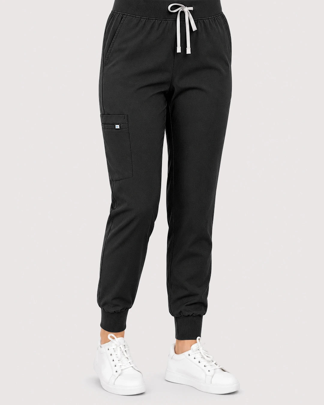 Black Eipnare Women's Knit V-Neck Jogger Scrub Set - Stretch Medical Scrubs for Women