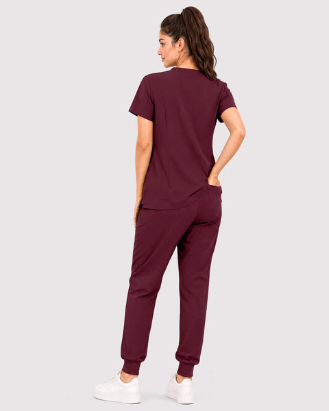 Eipnare Women's 3-Pocket V-Neck Jogger Scrub Set - Charcoal Grey