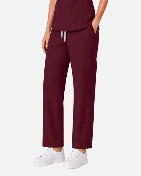 Eipnare Women's Slim Fit Tapered Cargo Uniform Pants - Burgundy Red