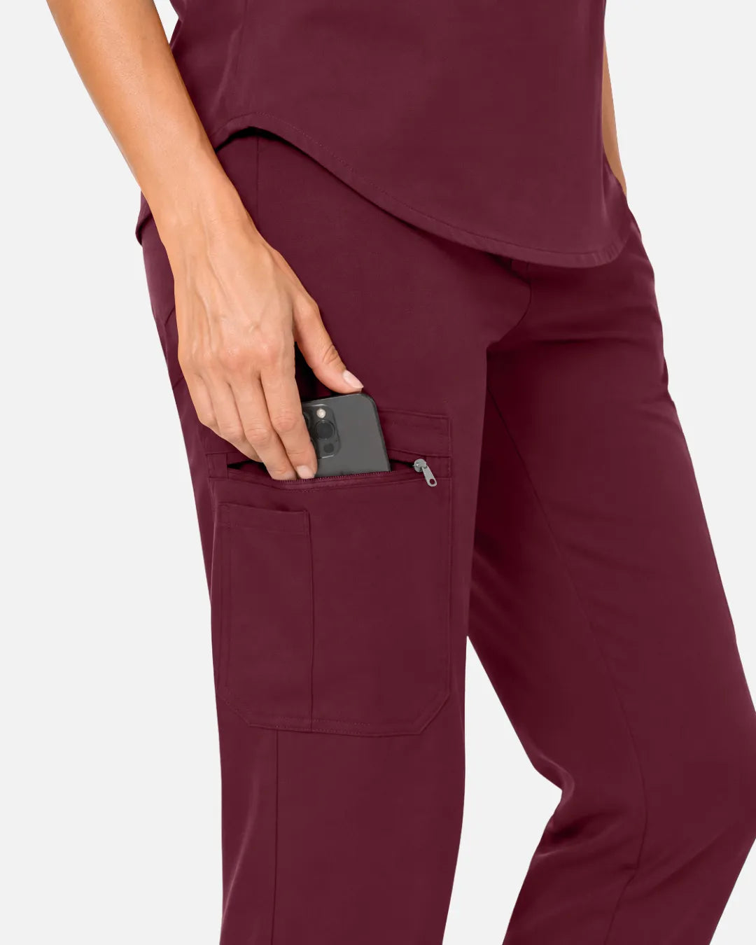 Burgundy Red Eipnare Women's Cargo Jogger Scrub Pants - Stretch Medical Scrubs for Women