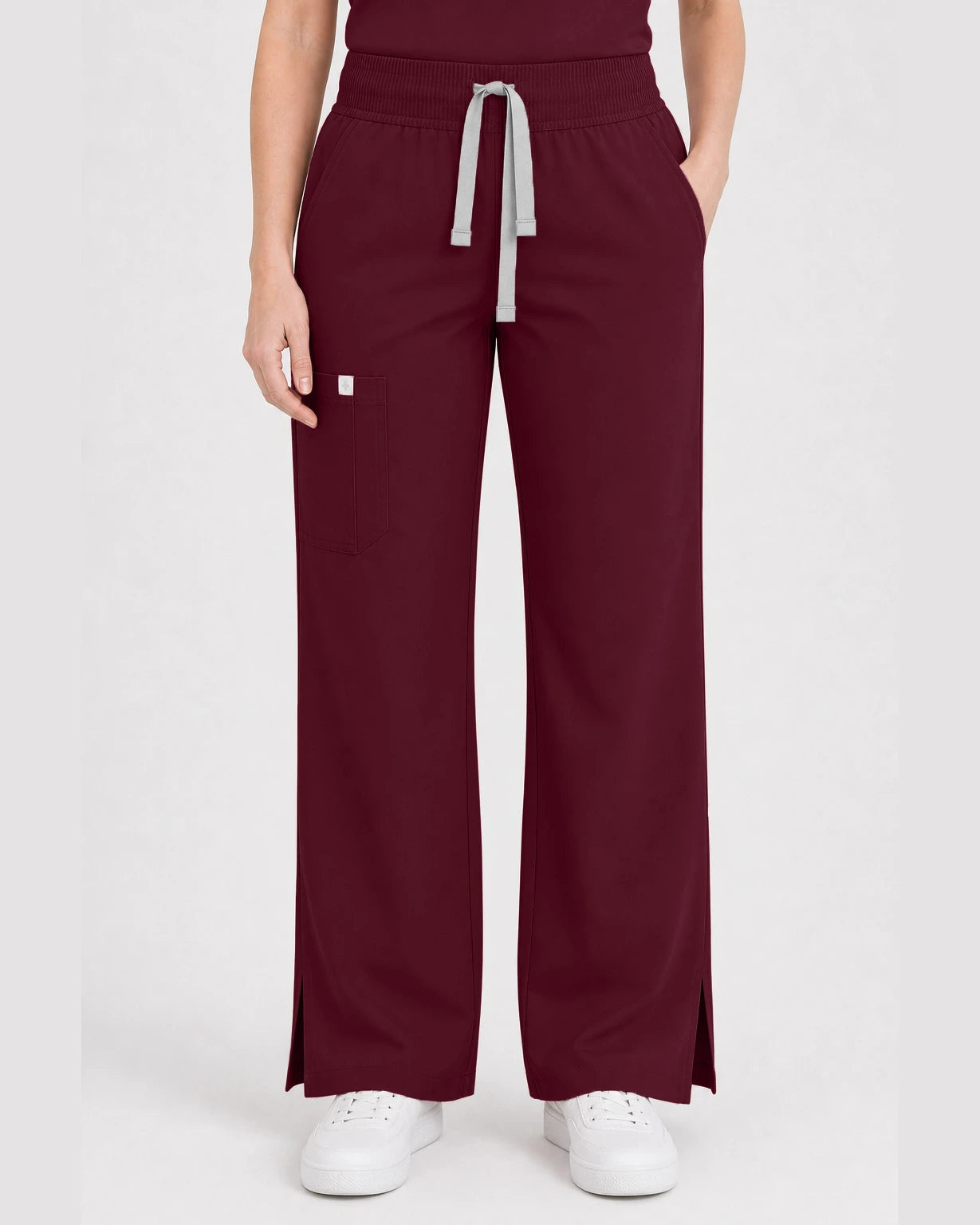 Burgundy Red Eipnare Women's Henley Sleeveless Straight-Leg Scrub Set - Stretch Medical Scrubs for Women