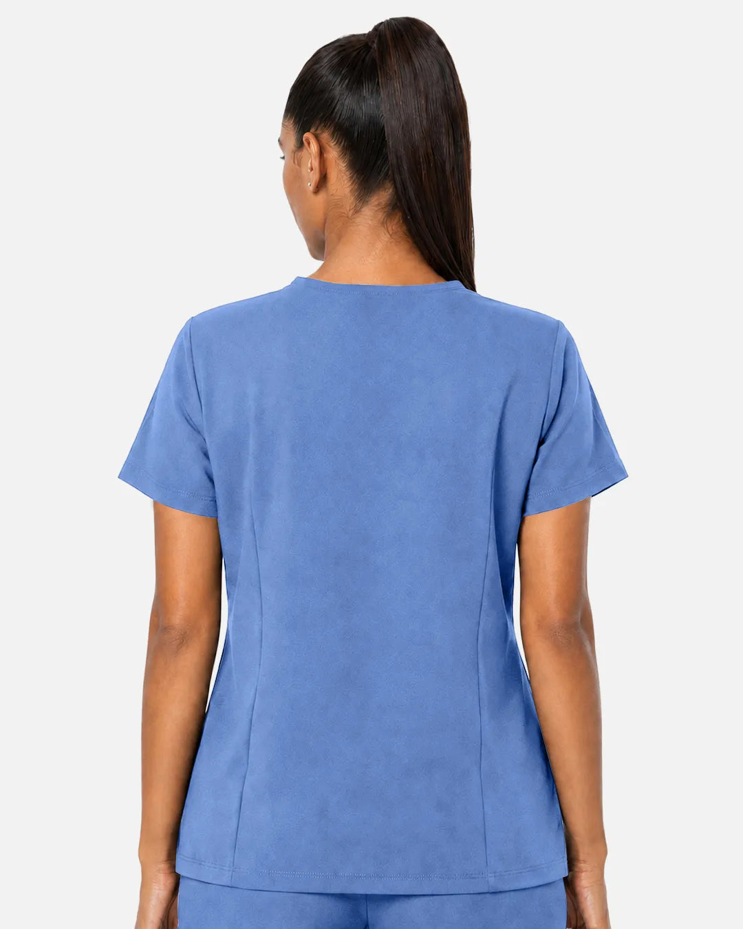 Ceil Blue Eipnare Women's Woven V-Neck Scrub Top - Stretch Medical Scrubs for Women