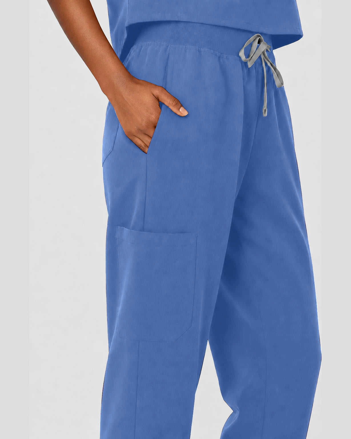 Ceil Blue Eipnare Women's Sleeveless Mandarin Collar Jogger Scrub Set - Stretch Medical Scrubs for Women