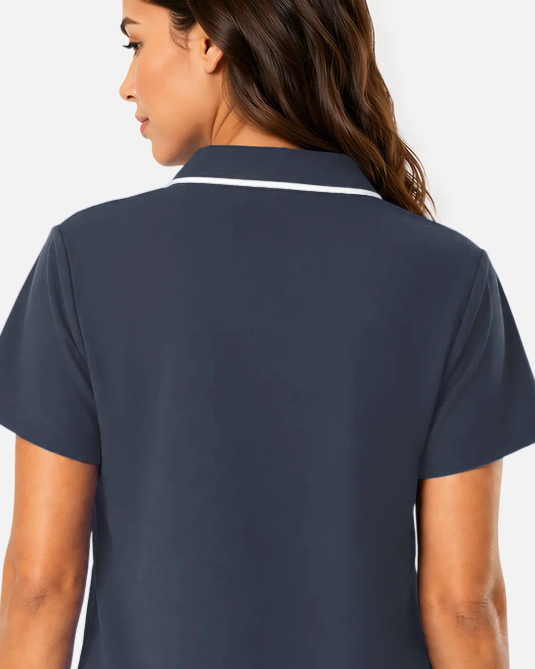 Charcoal grey Eipnare Women's Polo-Collar Medical Scrub Top - Stretch Medical Scrubs for Women