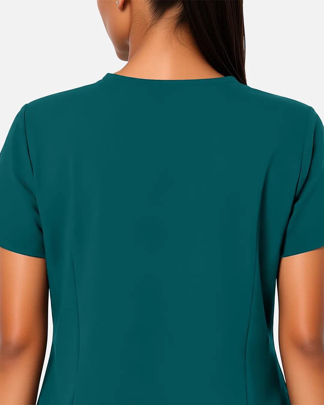 Dark green Eipnare Women's Woven V-Neck Scrub Top - Stretch Medical Scrubs for Women