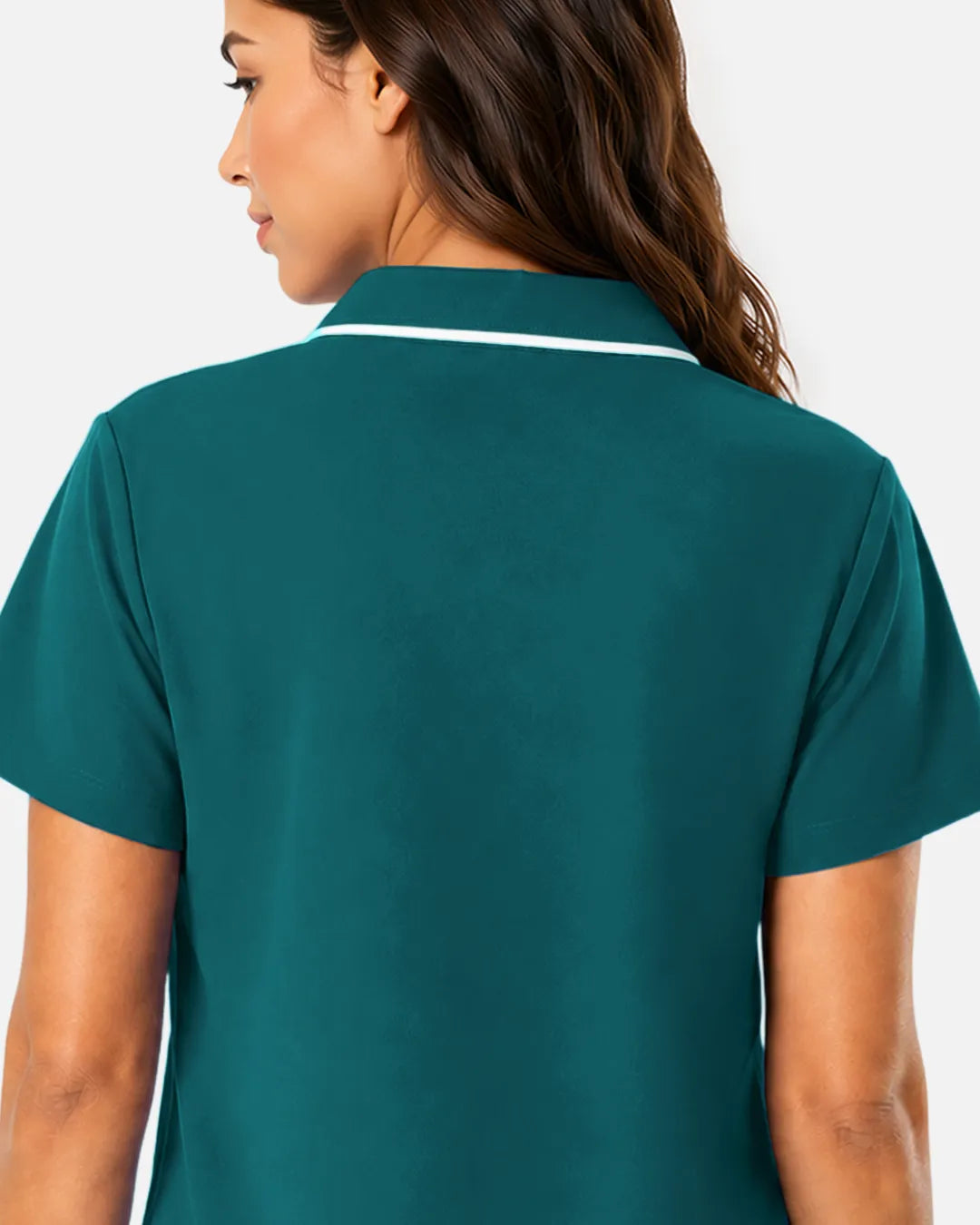 Dark green Eipnare Women's Polo-Collar Medical Scrub Top - Stretch Medical Scrubs for Women