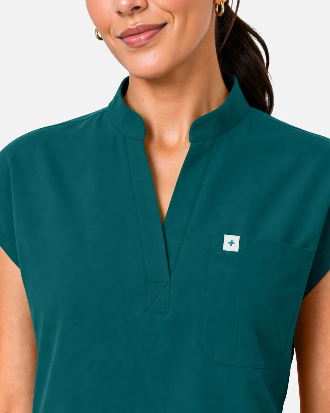 Dark green Eipnare Women's Sleeveless Henley Scrub Top - Stretch Medical Scrubs for Women
