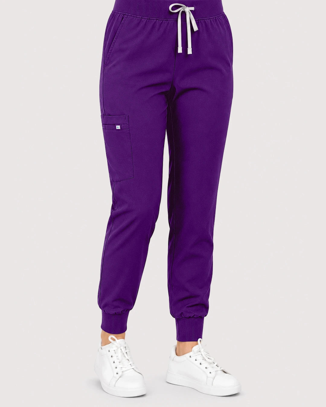 Dark Purple Eipnare Women's Knit V-Neck Jogger Scrub Set - Stretch Medical Scrubs for Women