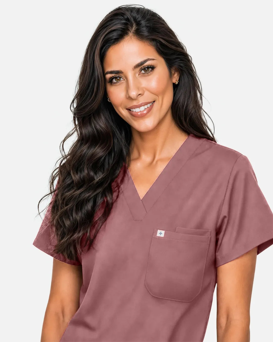 Flesh Pink Eipnare Women's Classic V-Neck Scrub Top - Stretch Medical Scrubs for Women