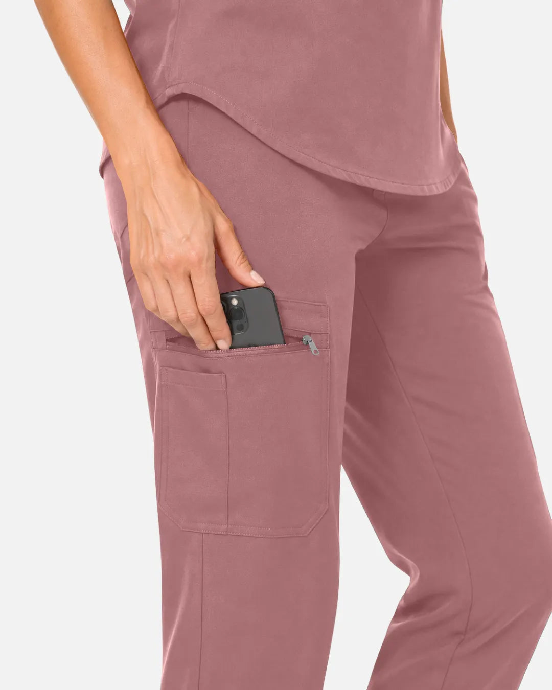 Flesh Pink Eipnare Women's Cargo Jogger Scrub Pants - Stretch Medical Scrubs for Women