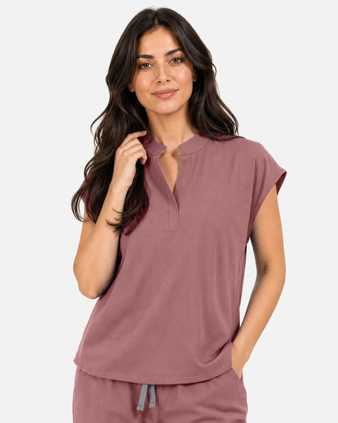 Eipnare Women's Sleeveless Mandarin Collar Uniform Top - Flesh Pink