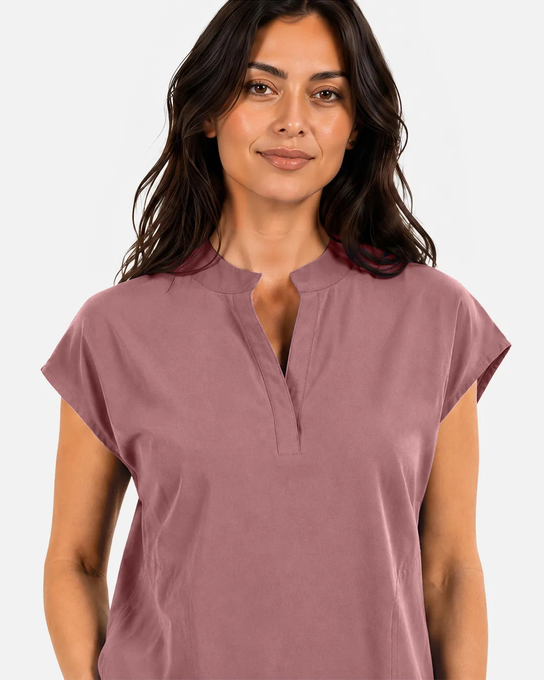 Flesh Pink Eipnare Women's Sleeveless Mandarin Collar Scrub Top - Stretch Medical Scrubs for Women