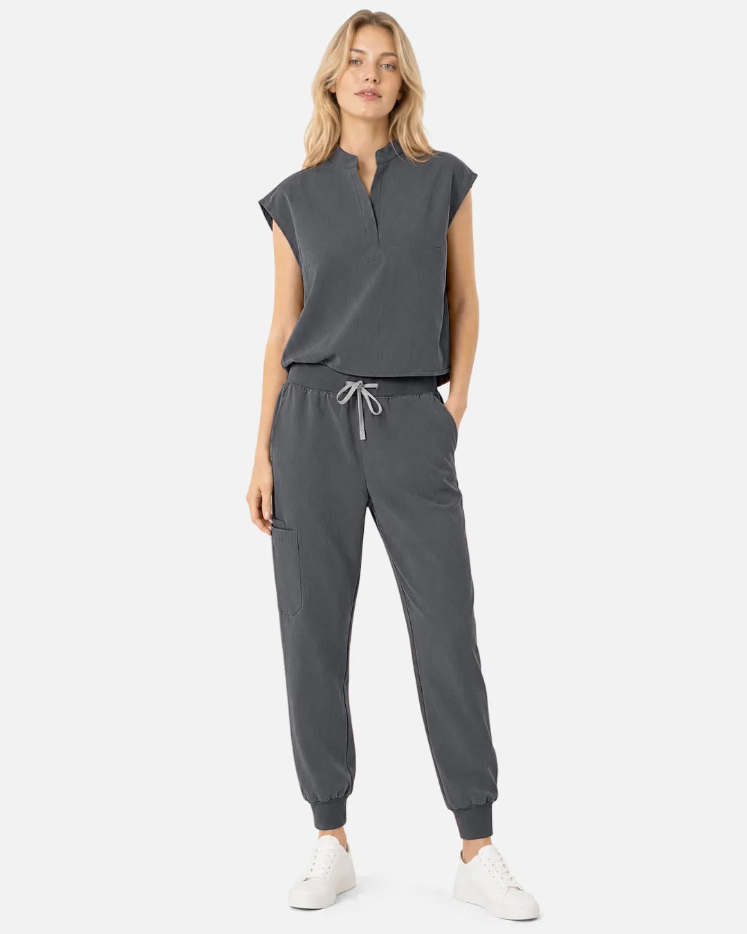 Heather grey Eipnare Women's Tapered Jogger Scrub Pants - Stretch Medical Scrubs for Women