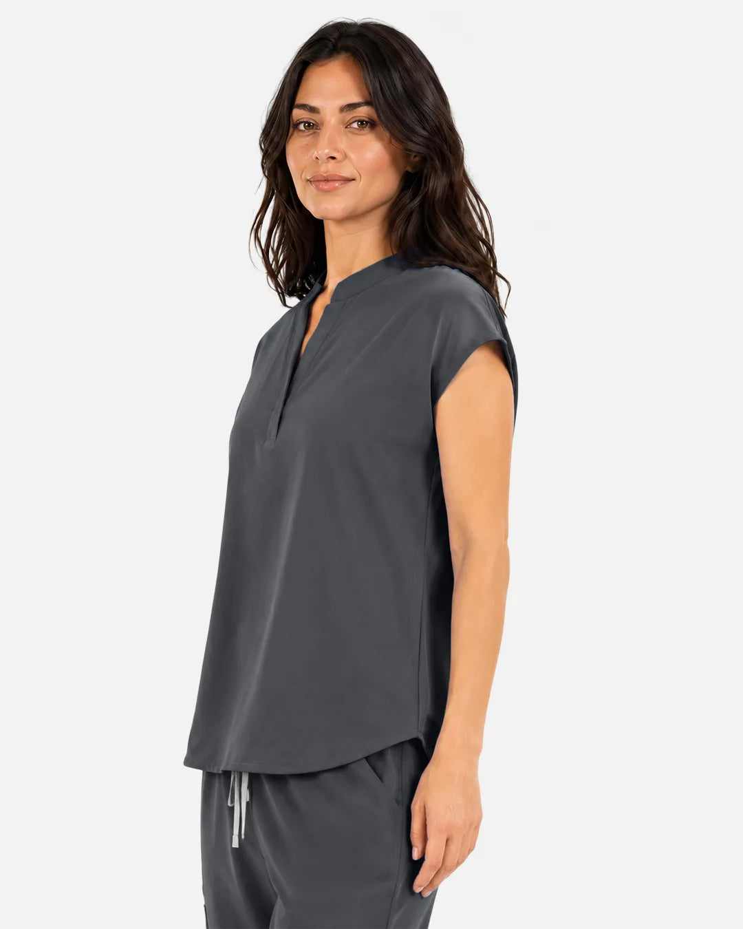 Heather grey Eipnare Women's Sleeveless Mandarin Collar Scrub Top - Stretch Medical Scrubs for Women