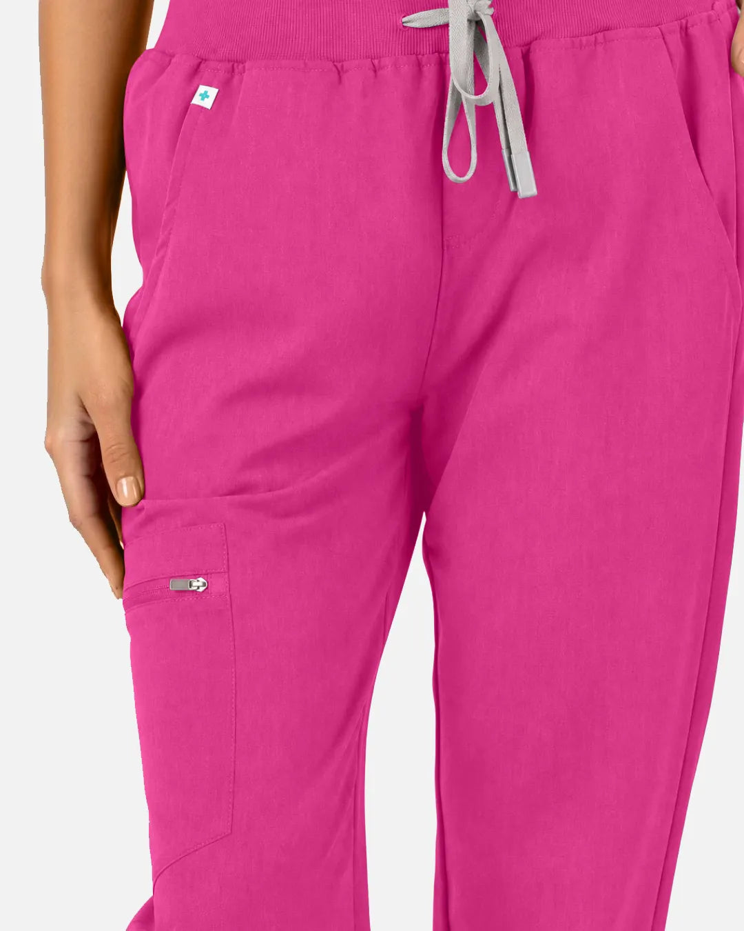 Hot pink Eipnare Women's Multi-Pocket Jogger Scrub Pants - Stretch Medical Scrubs for Women