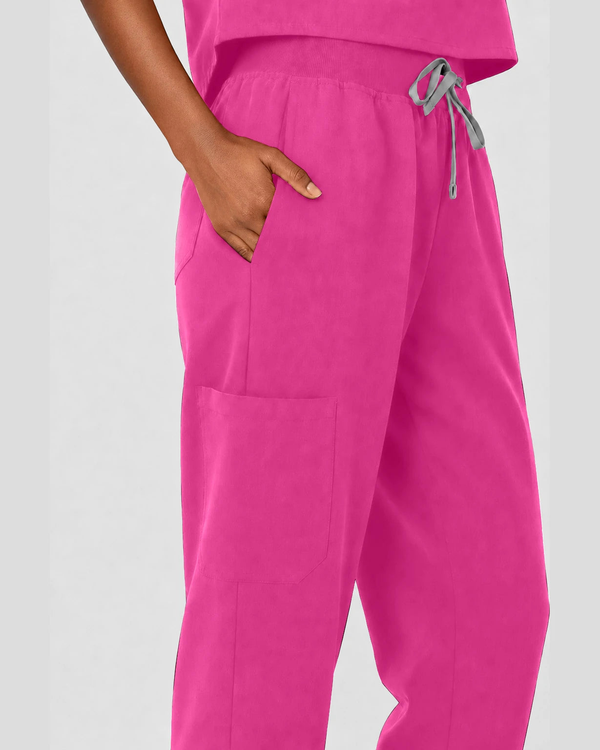 Hot Pink Eipnare Women's Sleeveless Mandarin Collar Jogger Scrub Set - Stretch Medical Scrubs for Women
