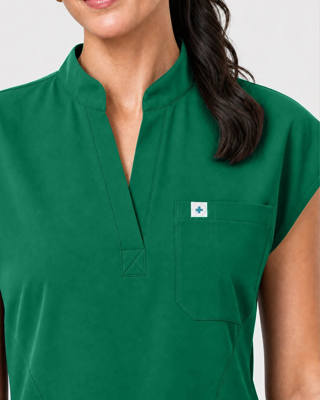 Hunter Green Eipnare Women's Henley Sleeveless Jogger Scrub Set - Stretch Medical Scrubs for Women