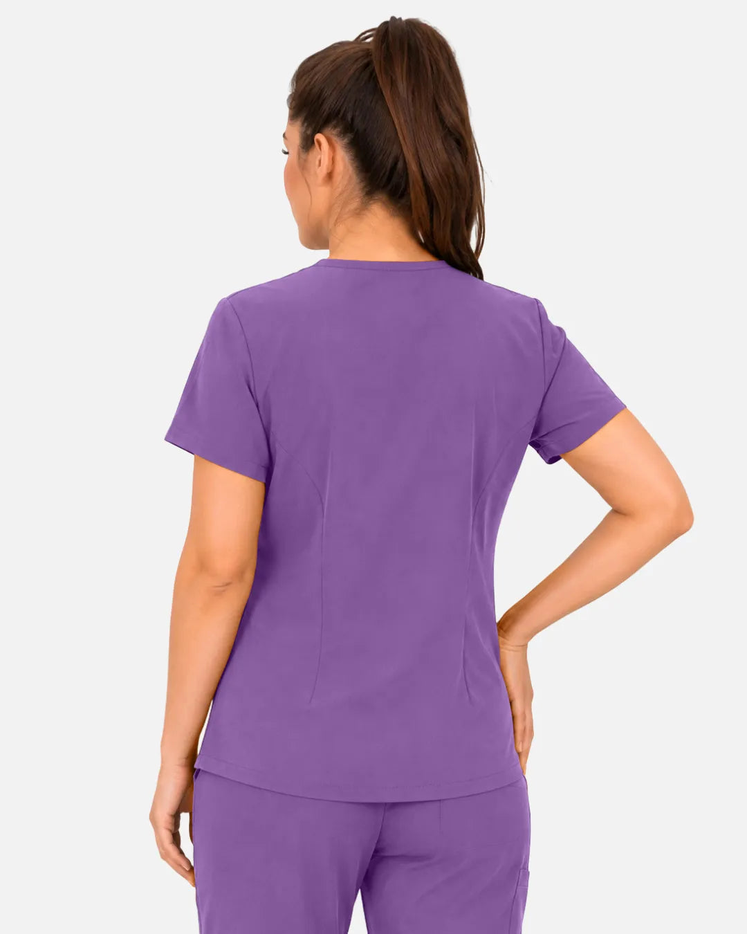 Light purple Eipnare Women's 3-Pocket V-Neck Scrub Top - Stretch Medical Scrubs for Women