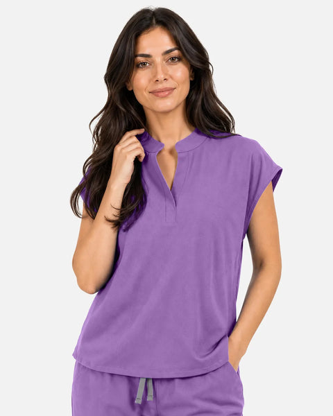 Eipnare Women's Sleeveless Mandarin Collar Uniform Top - Light Purple