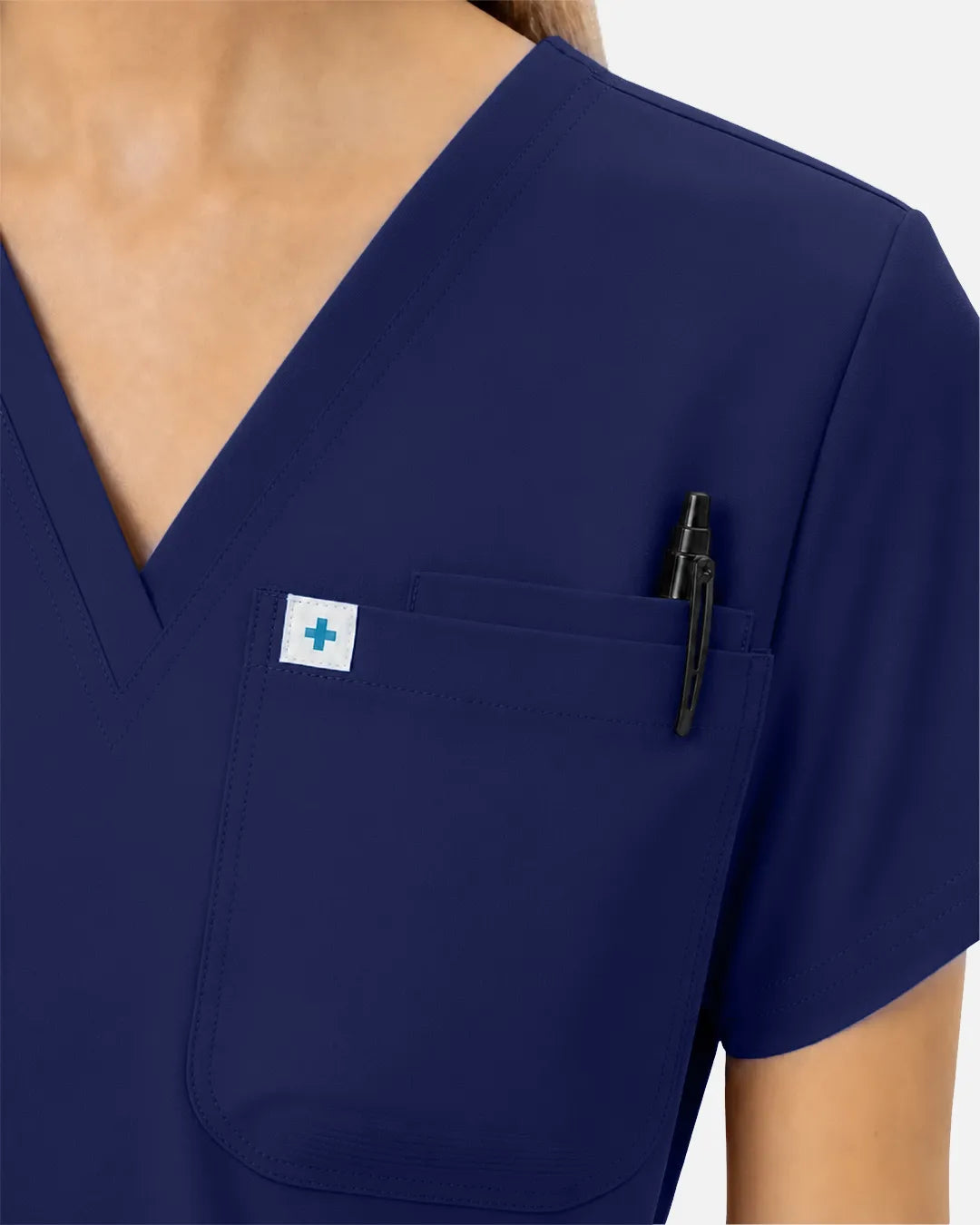Navy Blue Eipnare Women's Classic V-Neck Scrub Top - Stretch Medical Scrubs for Women