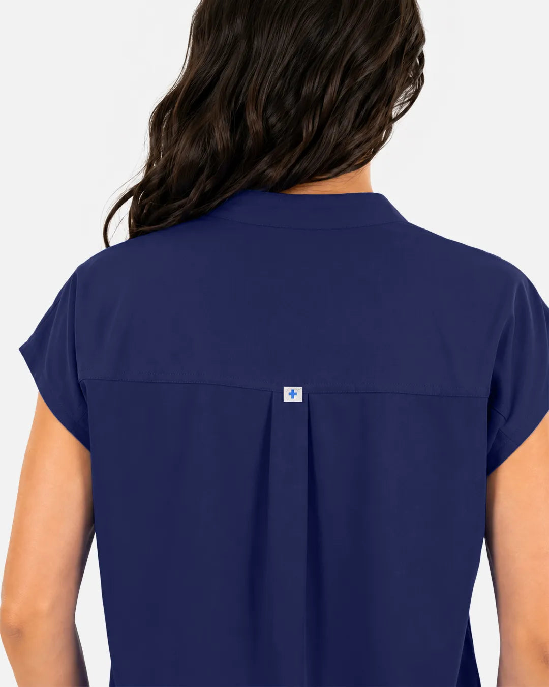 Navy Blue Eipnare Women's Sleeveless Mandarin Collar Scrub Top - Stretch Medical Scrubs for Women