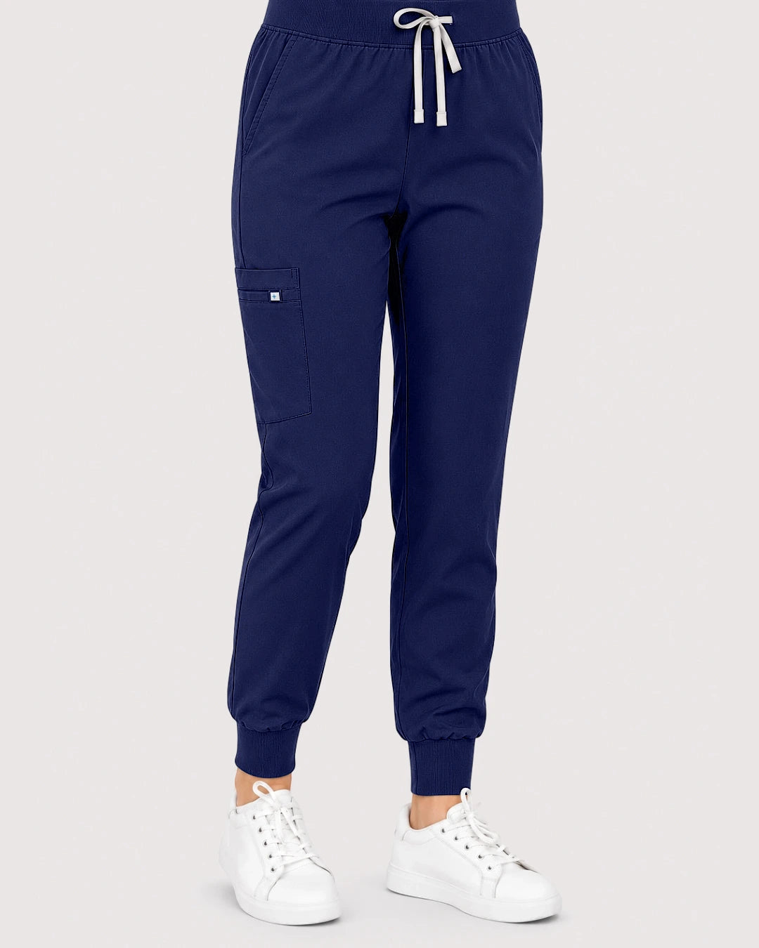 Navy Blue Eipnare Women's Knit V-Neck Jogger Scrub Set - Stretch Medical Scrubs for Women