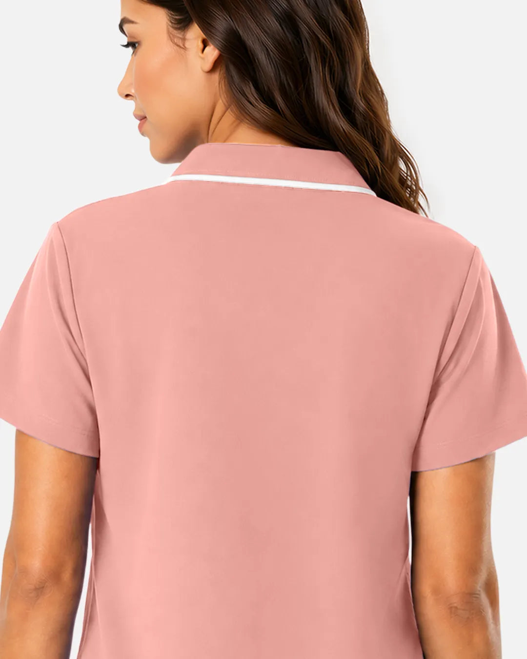 Pink Eipnare Women's Polo-Collar Medical Scrub Top - Stretch Medical Scrubs for Women