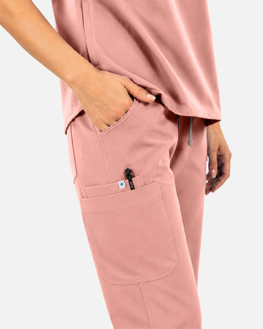 Pink Eipnare Women's Straight-Leg Cargo Scrub Pants - Stretch Medical Scrubs for Women
