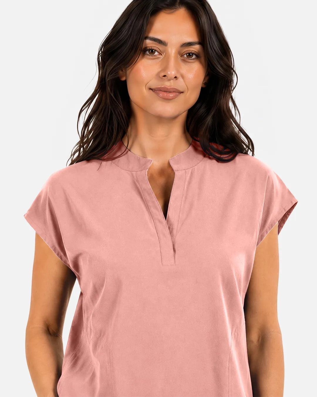 Pink Eipnare Women's Sleeveless Mandarin Collar Scrub Top - Stretch Medical Scrubs for Women