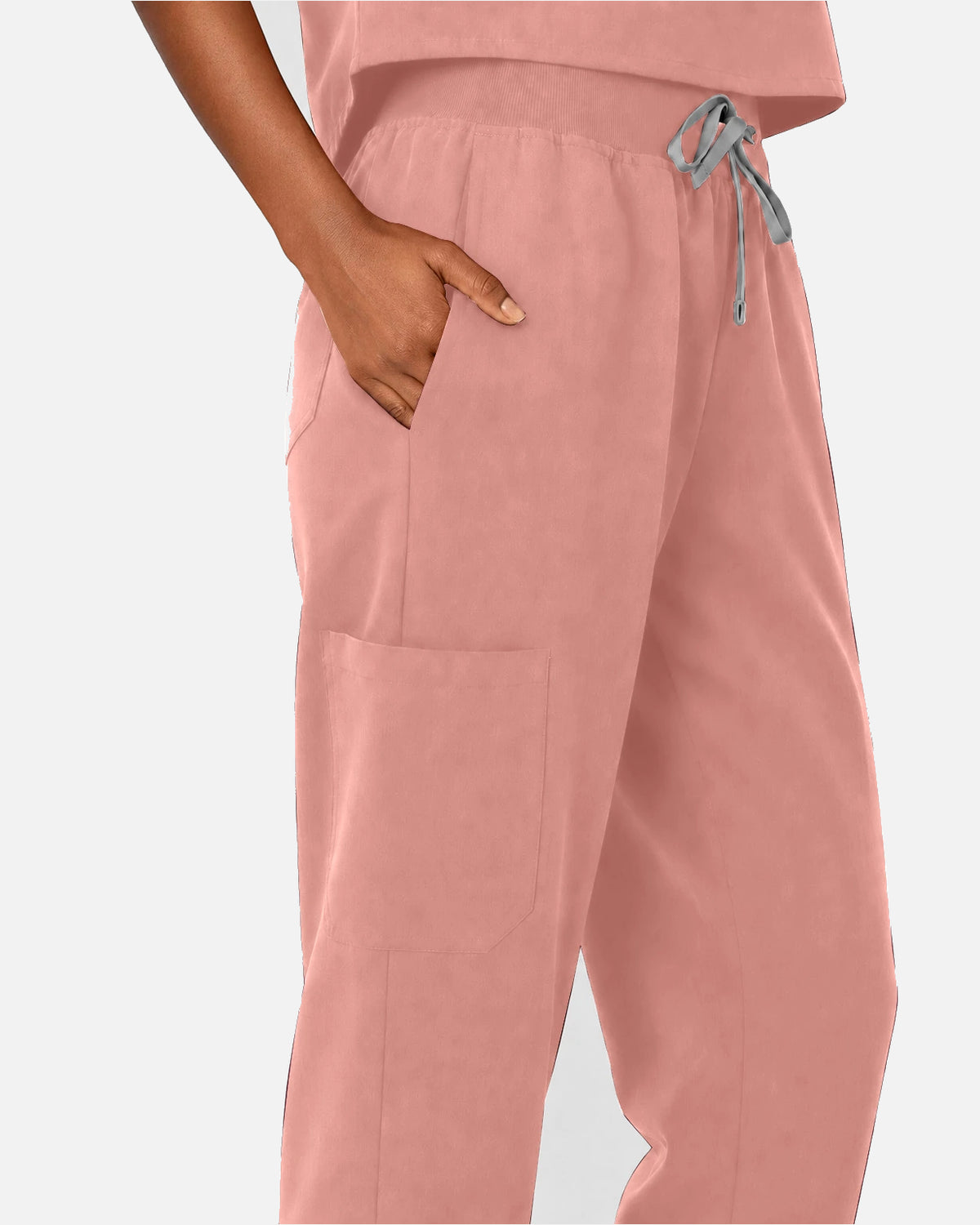 Pink – Eipnare Women's Sleeveless Mandarin Collar Jogger Uniform Set – product image 09