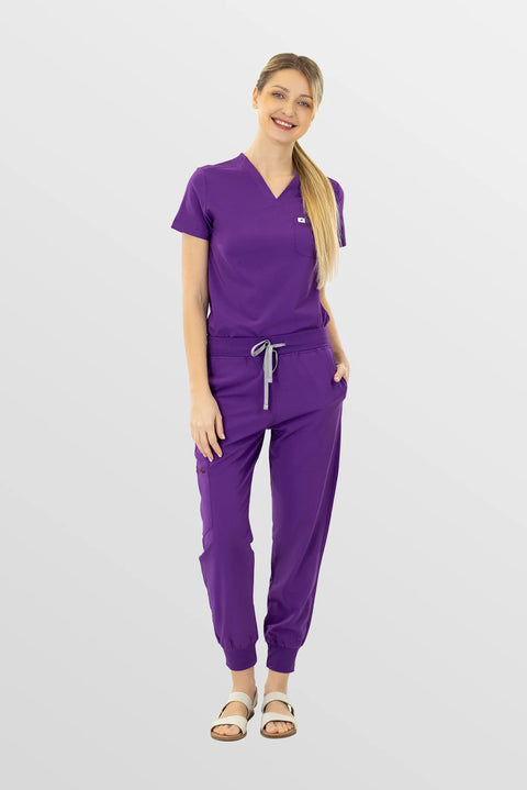 Eipnare Women's Classic V-Neck Scrub Top - Purple