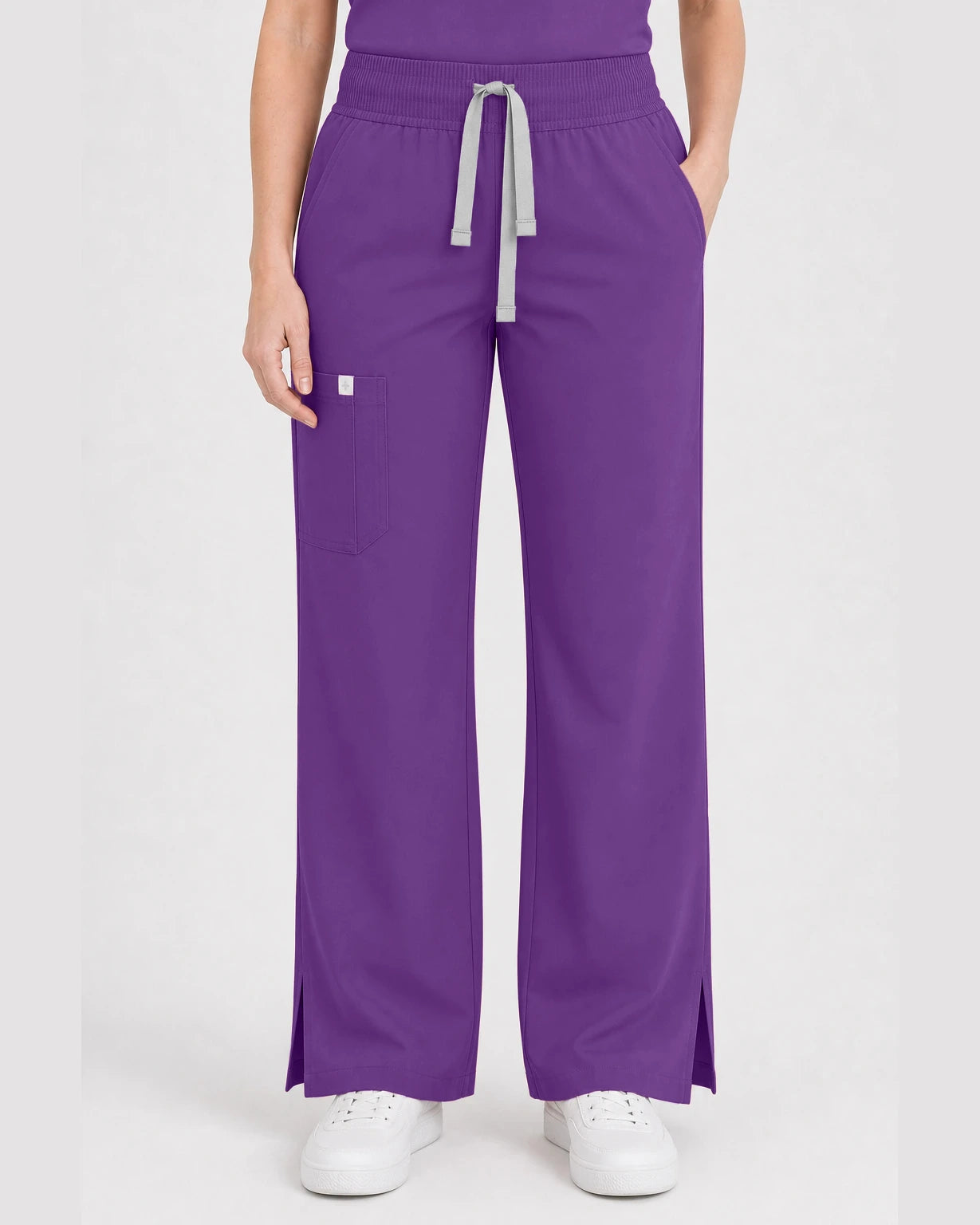Purple Eipnare Women's Henley Sleeveless Straight-Leg Scrub Set - Stretch Medical Scrubs for Women
