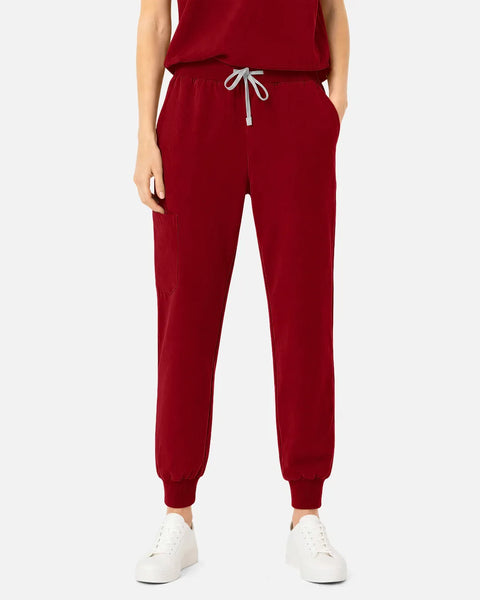 Eipnare Women's Tapered Jogger Uniform Pants - Wine Red