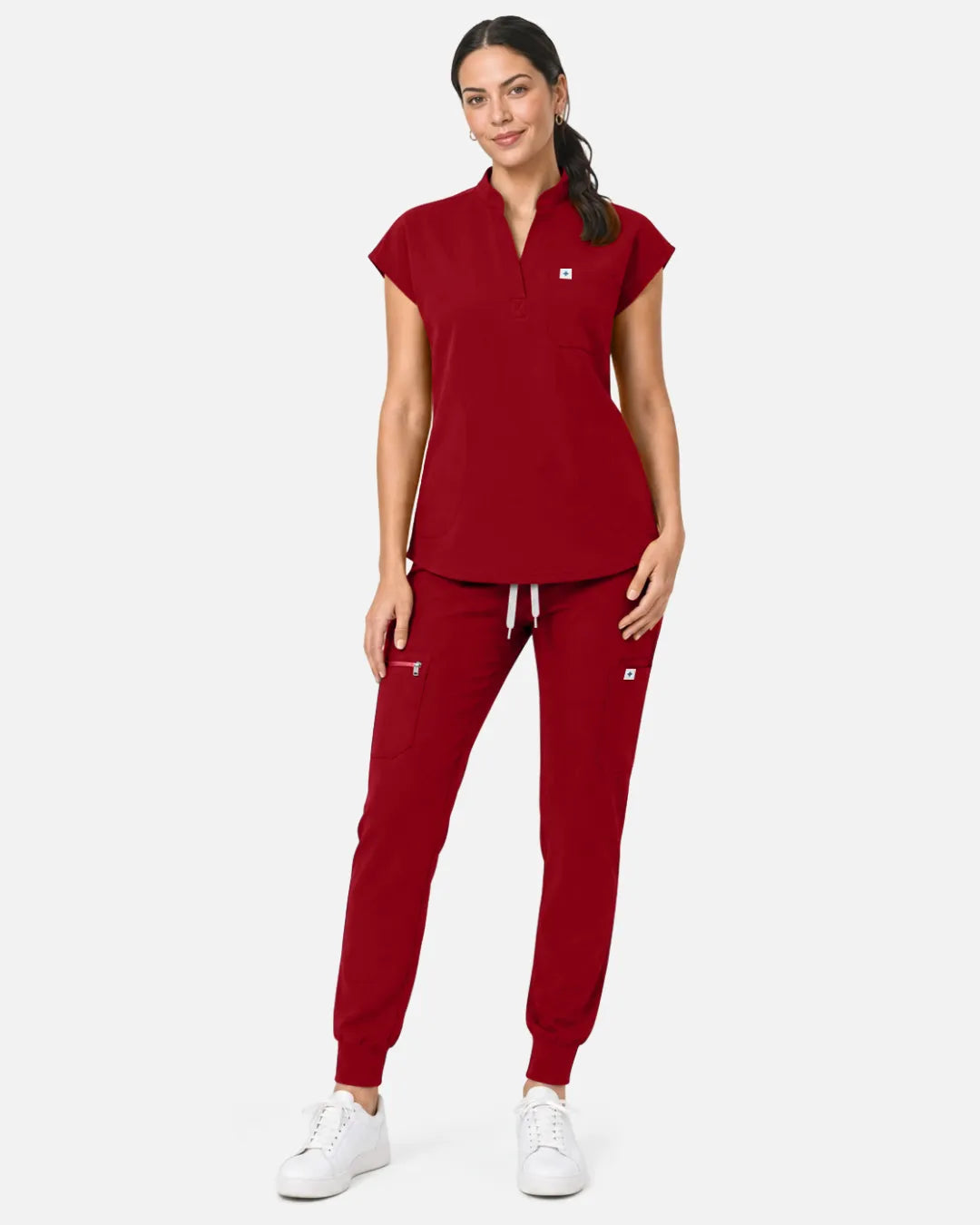 Wine Red Eipnare Women's Cargo Jogger Scrub Pants - Stretch Medical Scrubs for Women