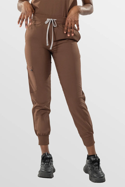 Eipnare Women's Classic Jogger Scrub Pants - Brown