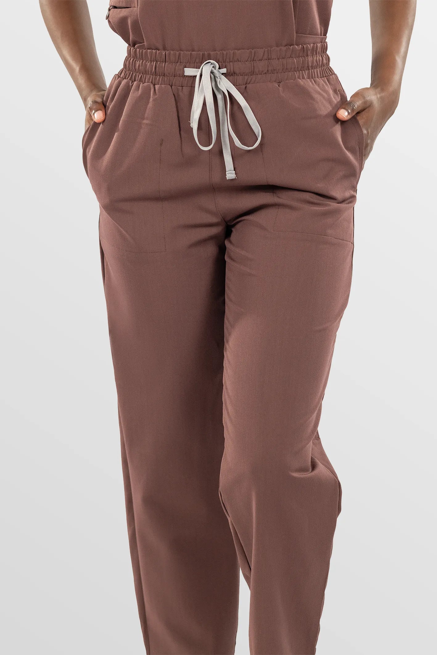 Brown Eipnare Women's V-Neck Split 9-Pocket Slim Fit Scrub Set - Stretch Medical Scrubs for Women