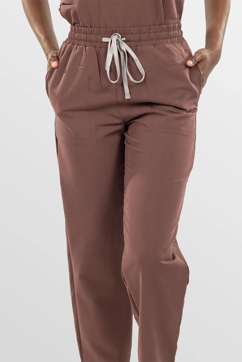 Eipnare Women's Slim Fit Tapered Cargo Scrub Pants - Brown