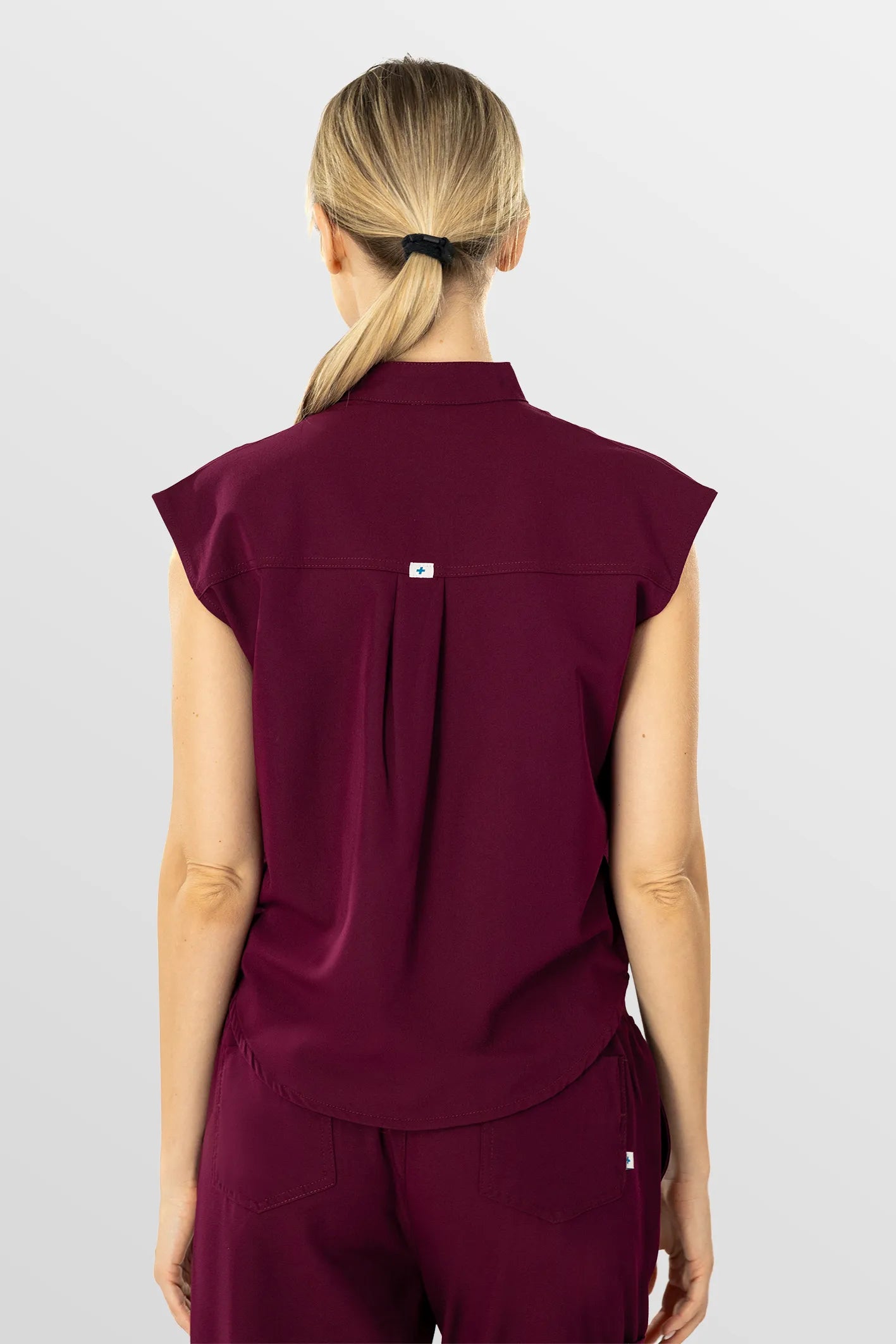 Burgundy Red Eipnare Women's Soft Stretch V-Neck Scrub Top & Tapered Pants Set - Stretch Medical Scrubs for Women