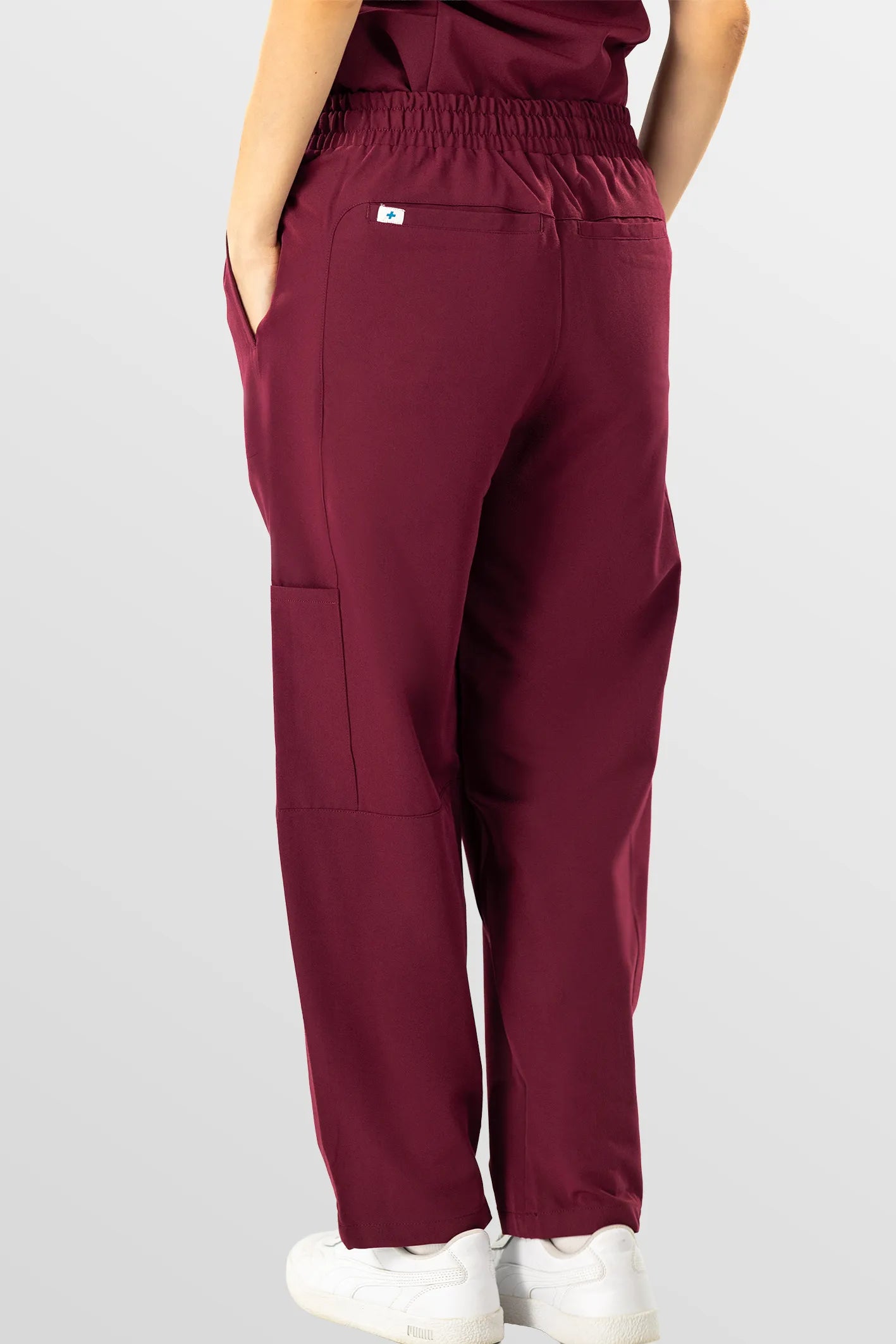 Burgundy Red Eipnare Women's V-Neck Split 9-Pocket Slim Fit Scrub Set - Stretch Medical Scrubs for Women