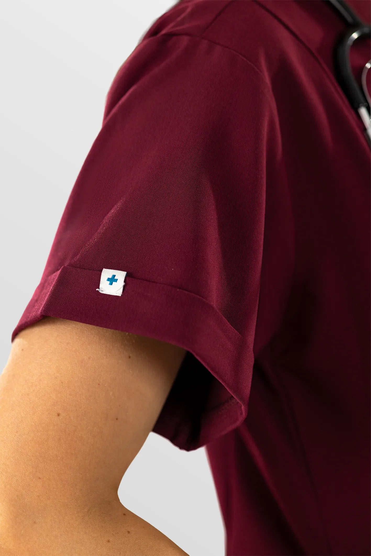 Burgundy Red Eipnare Women's V-Neck Split 9-Pocket Slim Fit Scrub Set - Stretch Medical Scrubs for Women