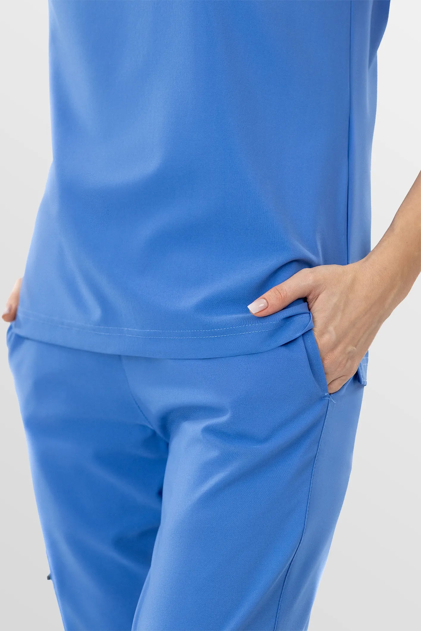 Ceil Blue Eipnare Women's Soft Stretch V-Neck Scrub Top & Jogger Pants Set - Stretch Medical Scrubs for Women