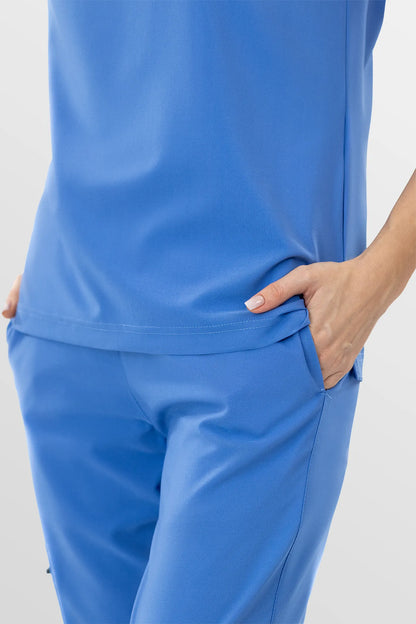 Ceil Blue Eipnare Women's Soft Stretch V-Neck Scrub Top & Jogger Pants Set - Stretch Medical Scrubs for Women