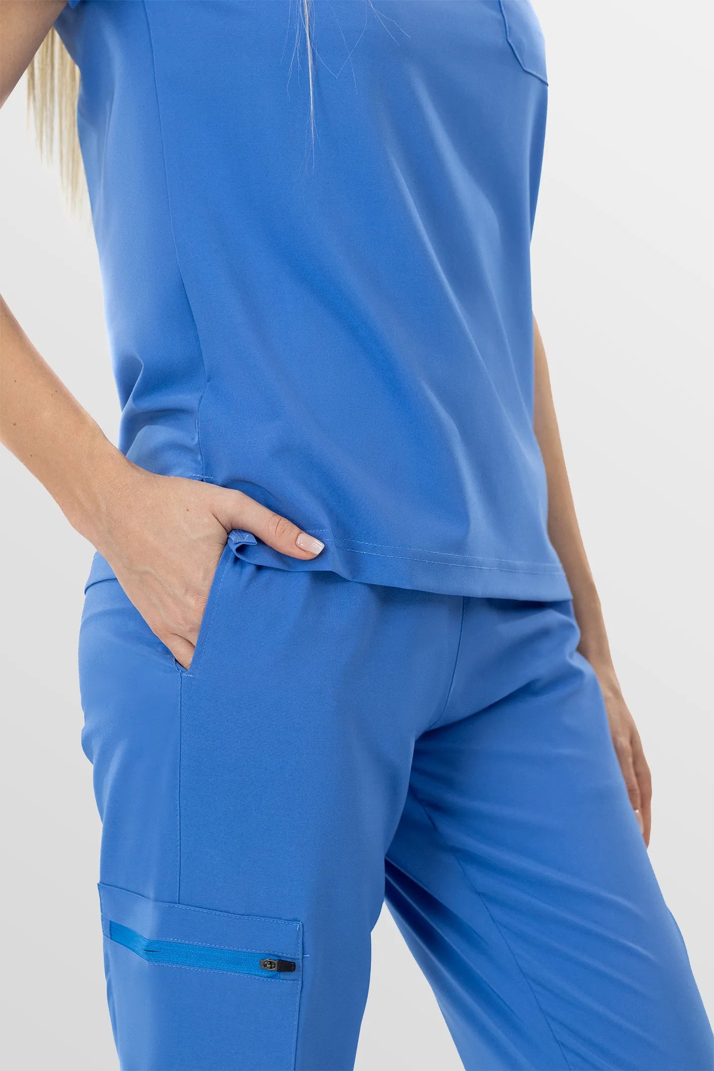 Ceil Blue Eipnare Women's Soft Stretch V-Neck Scrub Top & Jogger Pants Set - Stretch Medical Scrubs for Women