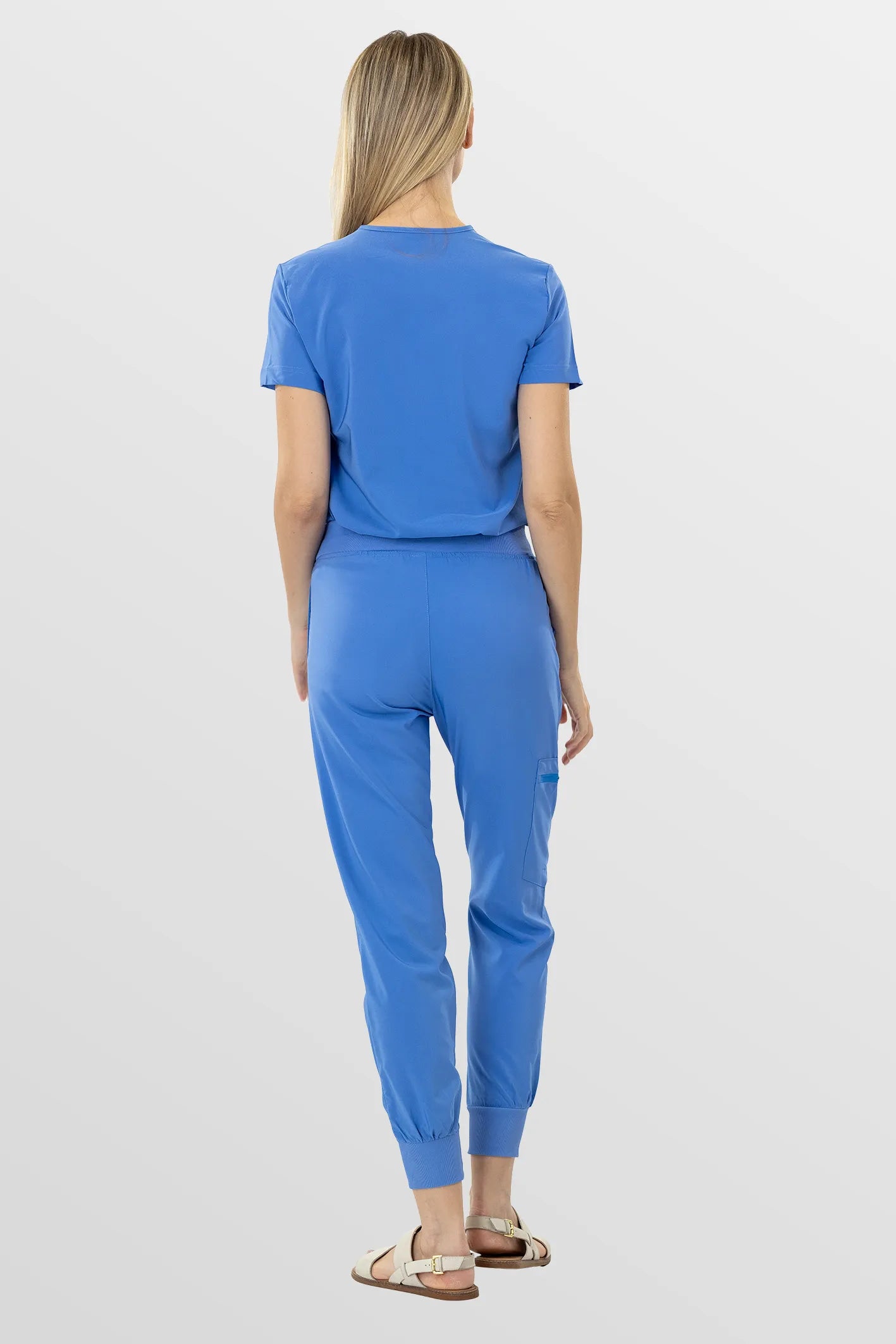 Ceil Blue Eipnare Women's Soft Stretch V-Neck Scrub Top & Jogger Pants Set - Stretch Medical Scrubs for Women