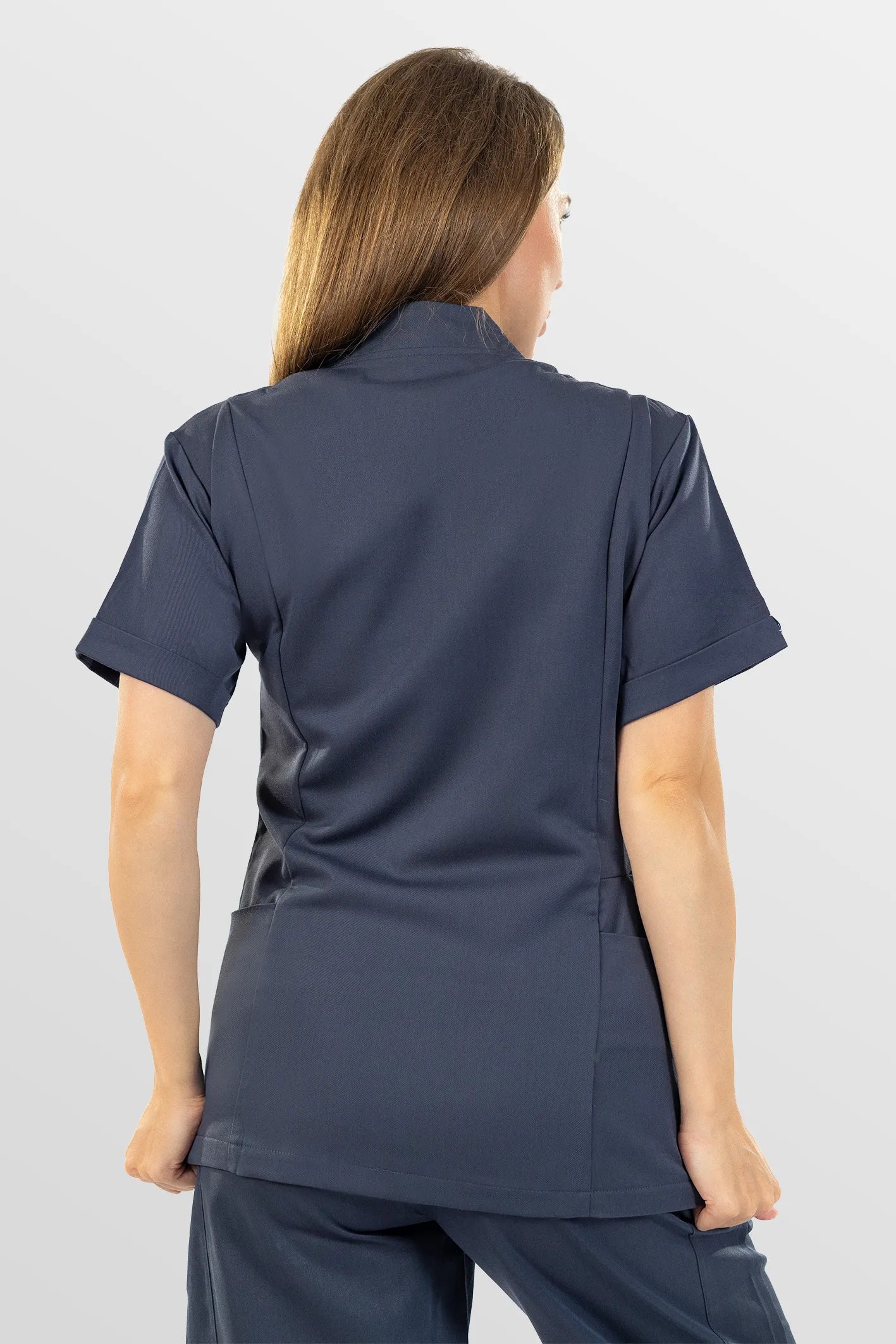 Charcoal Grey Eipnare Women's V-Neck Split 9-Pocket Slim Fit Scrub Set - Stretch Medical Scrubs for Women