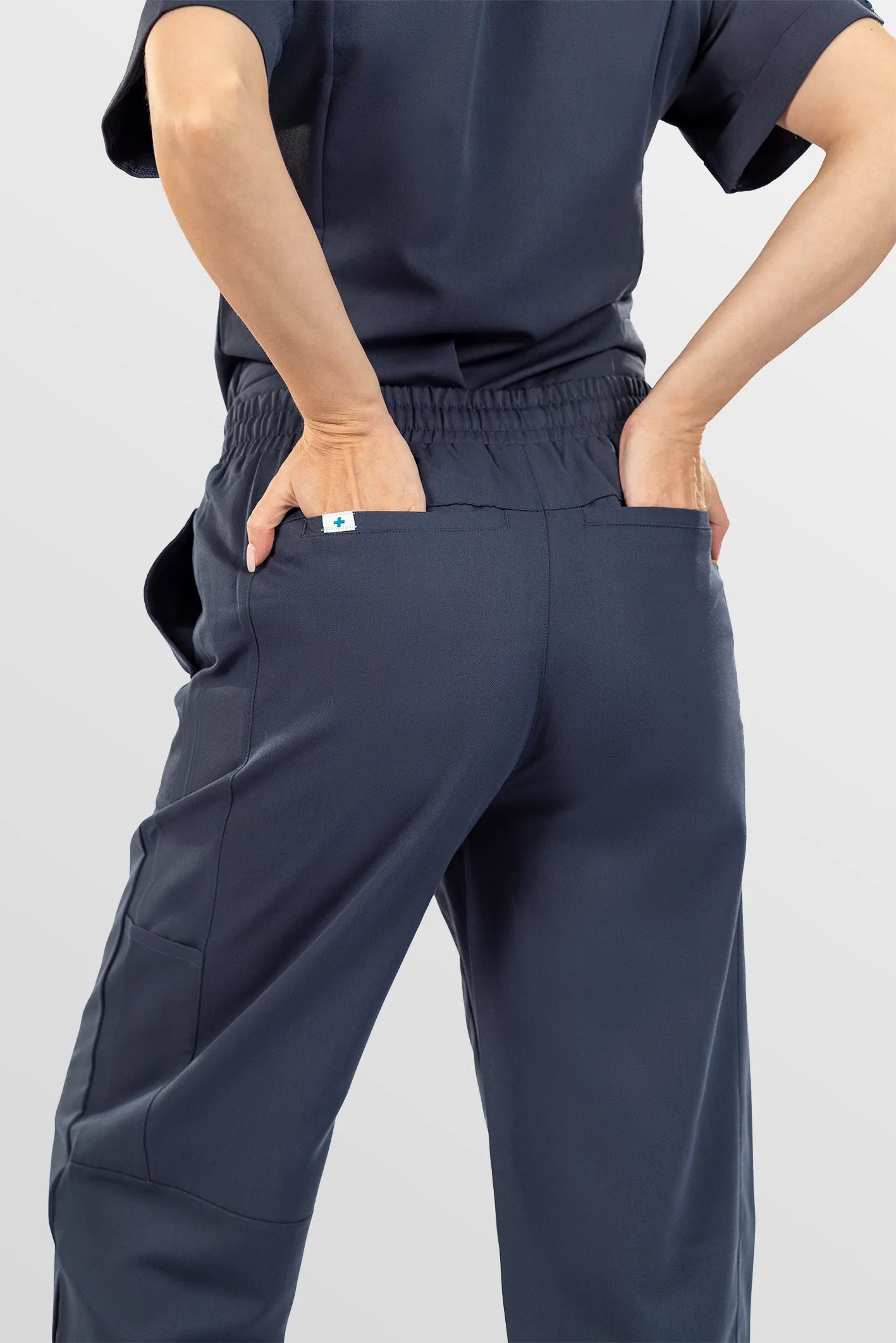 Charcoal Grey Eipnare Women's V-Neck Split 9-Pocket Slim Fit Scrub Set - Stretch Medical Scrubs for Women
